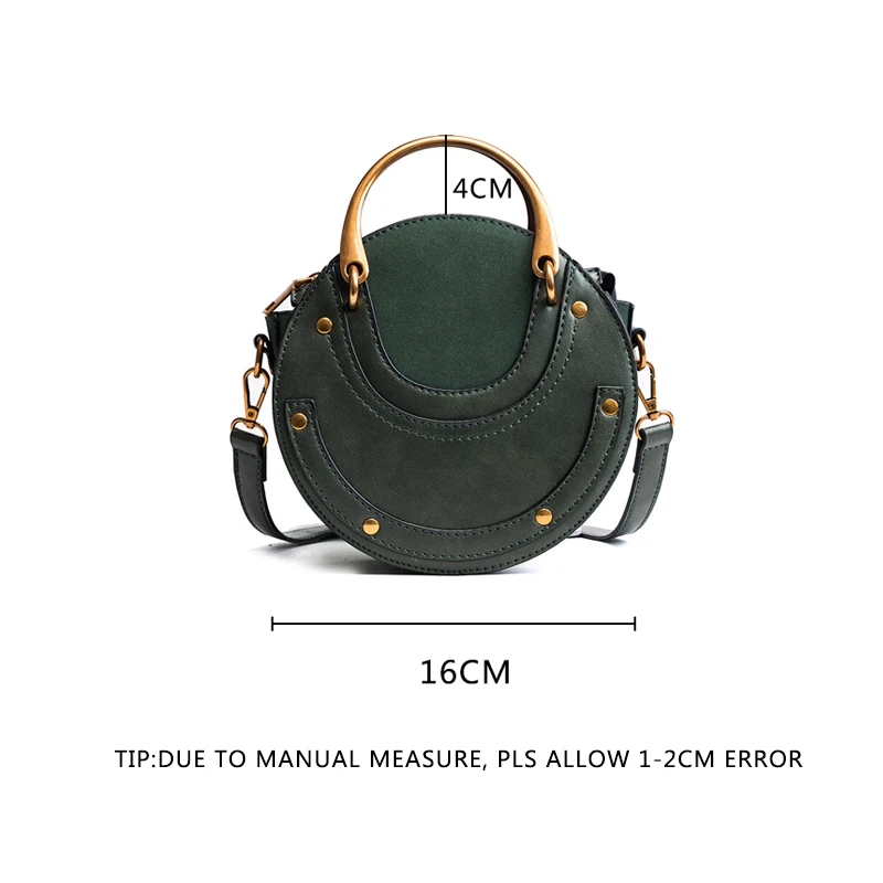 Fashion Women Metal Ring Handbag INS Popular Circular Leather Female Shoulder Bag Rivet Holiday Lady Luxury PU Crossbody SS3502 (2)
