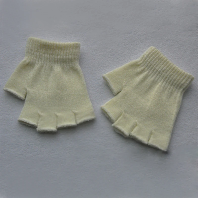 LNRRABc 1 пара для мальчиков и девочек мягкий половину пальца перчатки зимние теплые, вязаные зимние варежки без пальцев высокоэластичные