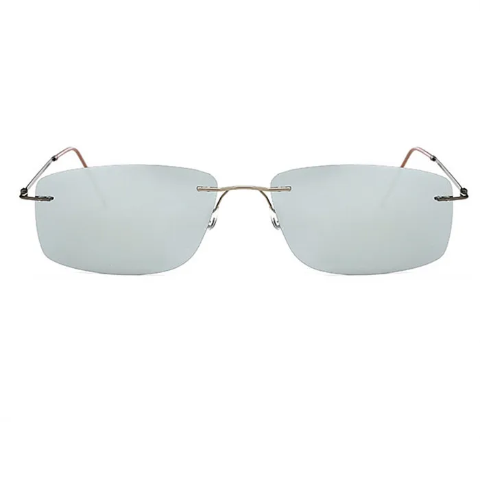 UVLAIK поляризационные солнцезащитные очки, мужские безрамные титановые очки для вождения, мужские очки для ночного видения, солнцезащитные очки, зеркальные винтажные очки - Цвет линз: Серебристый