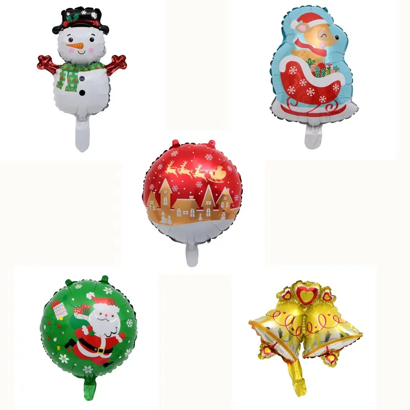

50pcs/lot Aluminum foil Balloons 18inch Santa Claus Balloons Mini Snowman Christmas bell Balloons for Merry Chrismas Decoration