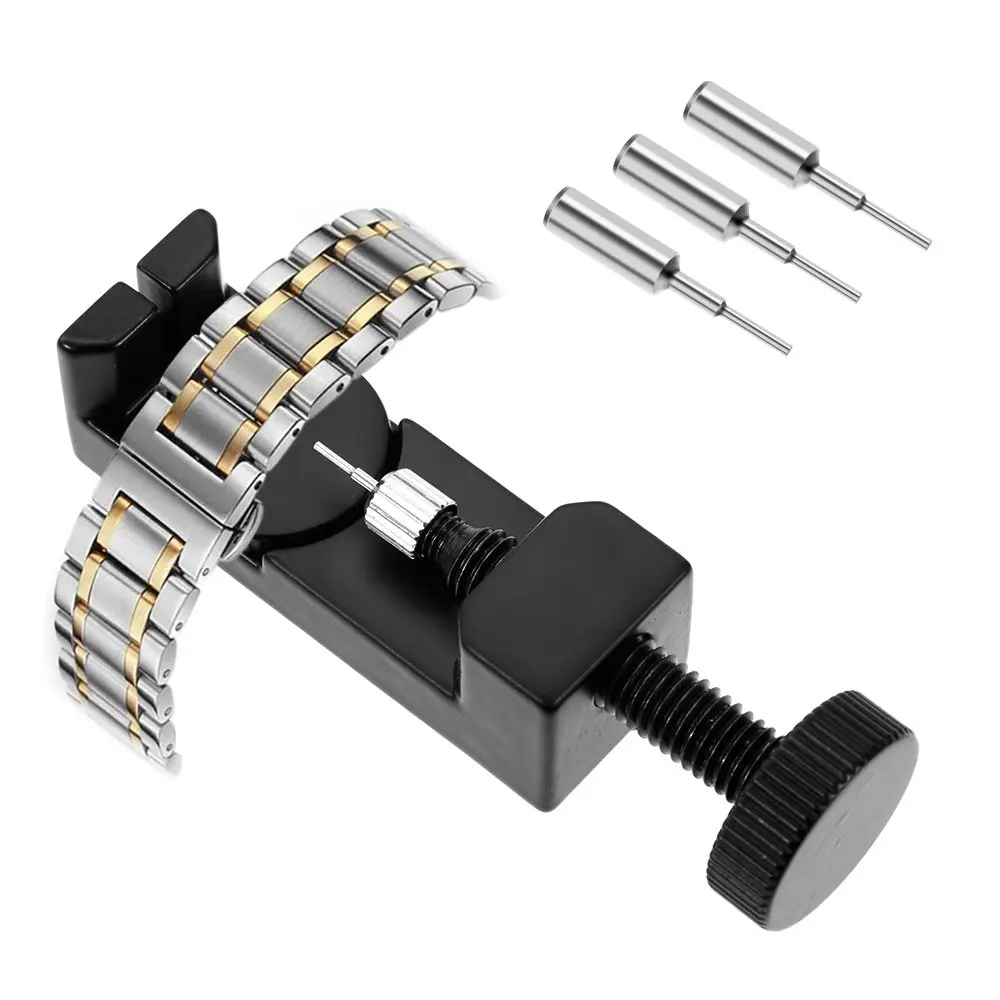 Adjustable Stainless Steel Metal Watch Band Strap Link Pin Remover Repair Tool Dismantling Kit for Watchmakers with 3 Extra Pins