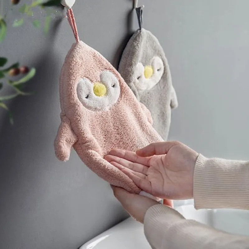 

Hand Towel Cute Cartoon Coral Velvet Soft Hanging Cloth Thickened Kitchen Bathroom Hanging Water Towels Kitchen Accessories