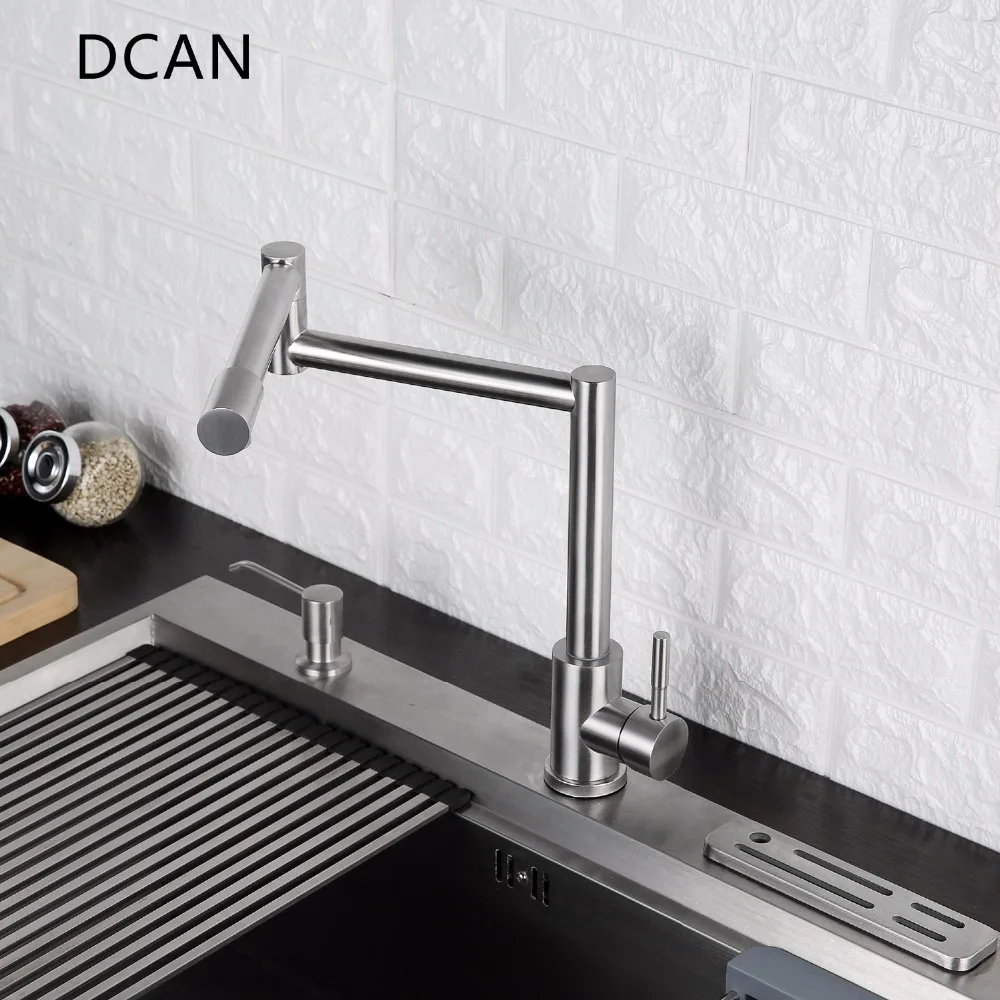  DCAN Kitchen Faucet 720 Degree Swivel Stainless Steel Sink Faucet Universal Single Handle Hot and C - 32892054789