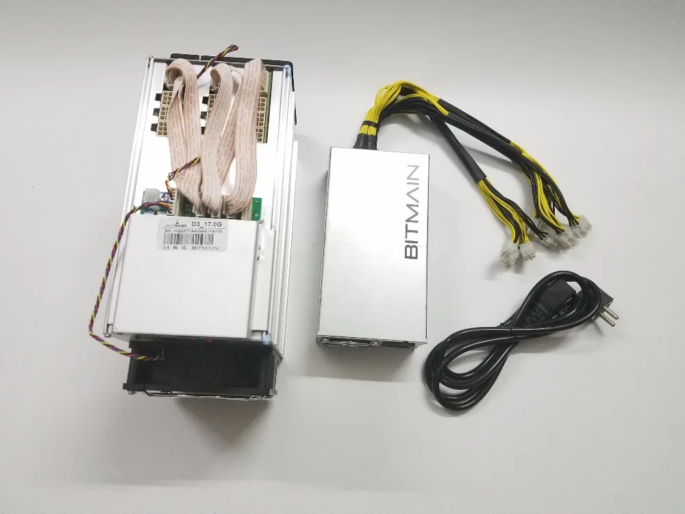 2018 Новый Комбайн Antminer D3 17GH/s 1200 Вт с BITMAIN APW7 1800 Вт X11 тире добыча машина может Ming BTC на NiceHash