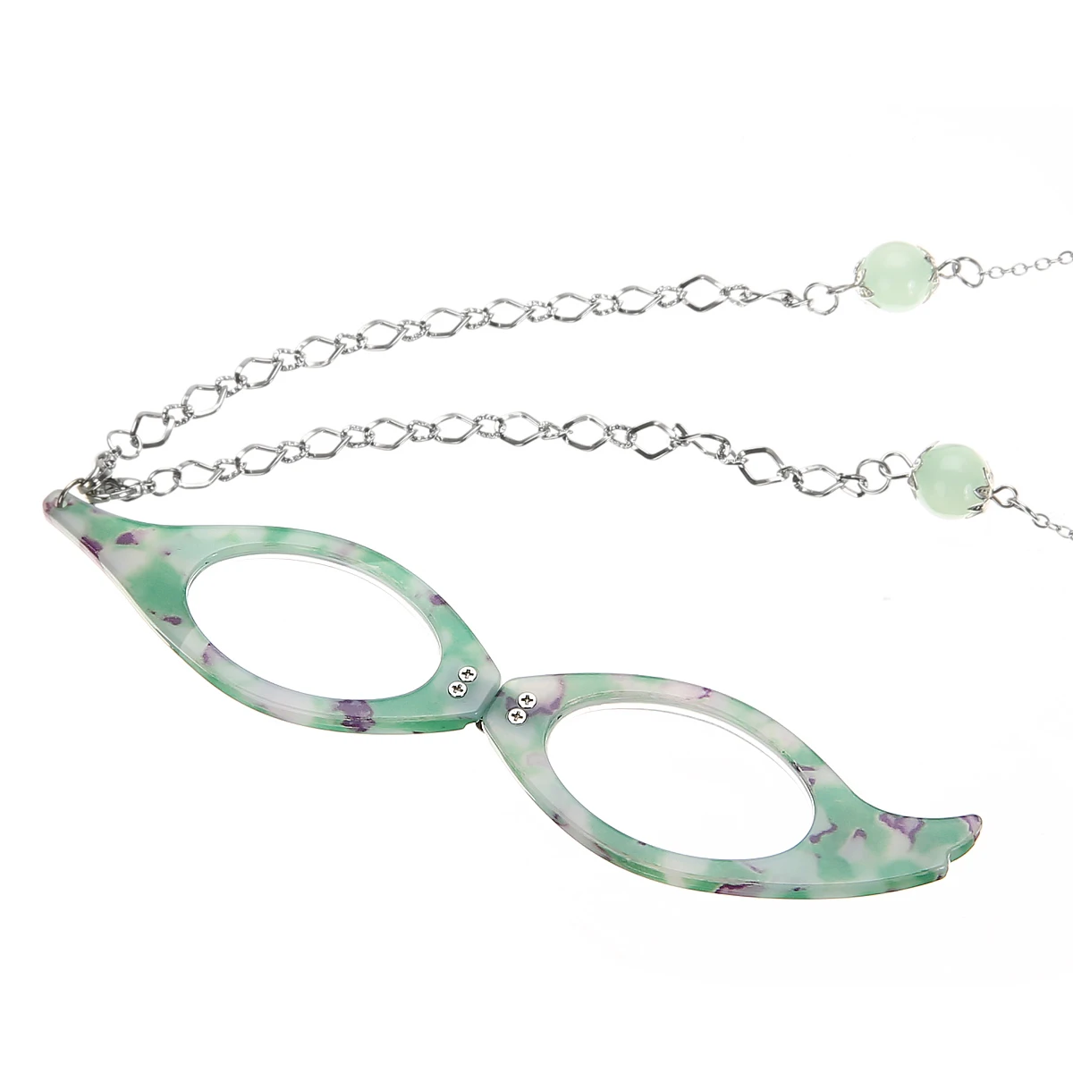 Shellhard Colorful Frame Necklace Vintage Folding Reading Glasses Chain Pendant Reader Necklace For Older Women Men Jewelry +2.0