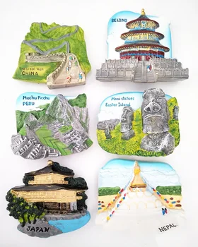

(5 pieces a lot)Travel Memorial Creative Beijing Peru Nepal Japan Easter Island Resin Refrigerator