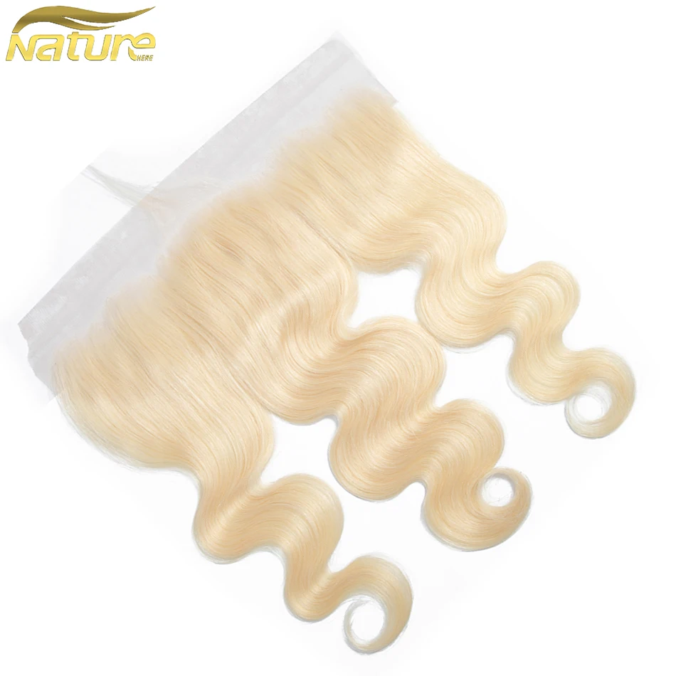 

NatureHERE Peruvian 613 Blonde Body Wave Hair 13*4 Lace Frontal Closure Non Remy 100% Human Hair Extensions 8-22 Inch
