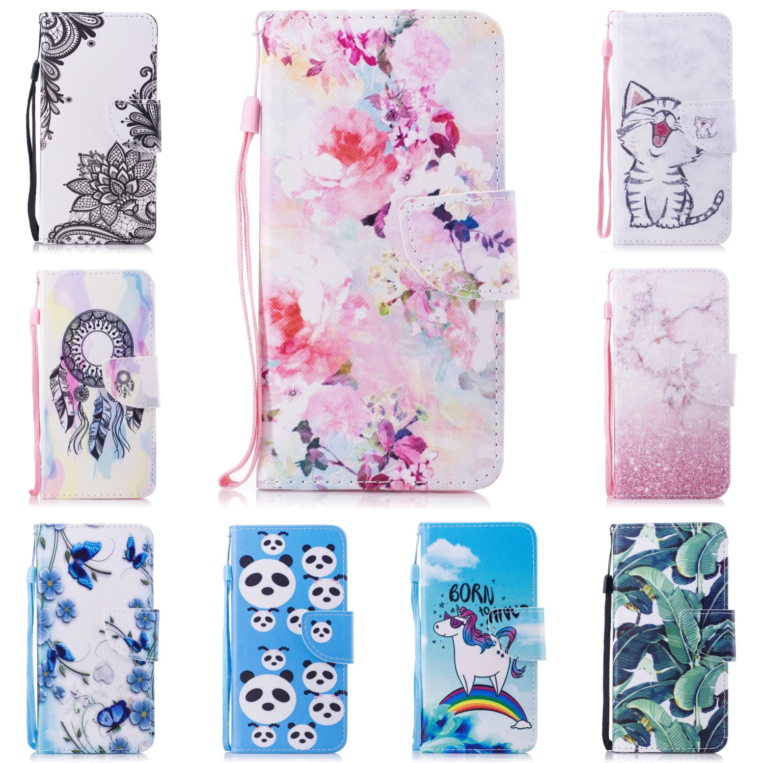 

Flip Case for Sony Xperia L1 Wallet Cover Leather Cute Panda Unicorn Bag for Coque Sony E6 L 1 Cat Flower Butterfly Etui Capinha