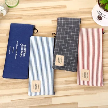 

Simple Stripe pencil case Cute Canvas pen bag stationery pouch escolar office school supplies zakka
