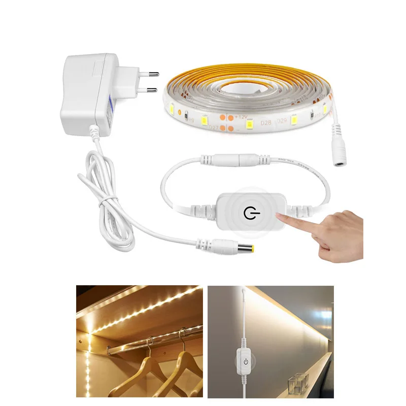 

Dimmable LED Strip Light Waterproof Backlight 110V 220V To DC 12V Ribbon Tape Touch Sensor Switch /RF Remote Controller Optional