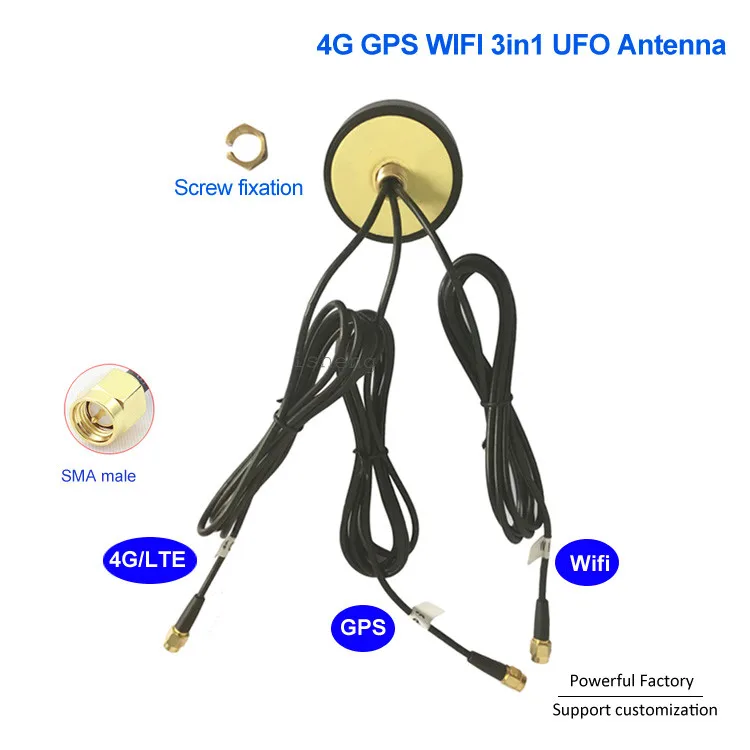 Новая антенна оптом винтовое крепление 3в1 комбинированная антенна gps LTE/4G wifi Mimo антенна с SMA 1 шт