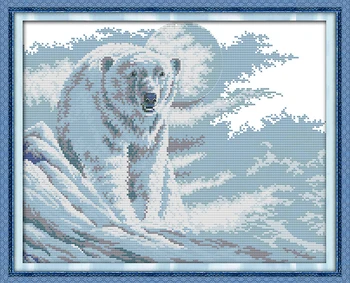 

Polar bear Cross Stitch Kits Snow Animal pattern Printed canvas Fabric Embroidery Needlework set Easy 14CT Cross-stitch Handmade