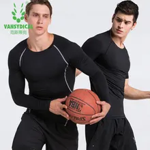 Vansydical спортивная рубашка для мужчин Баскетбол Фитнес Спортивная рубашка для бега компрессионная Мужская быстросохнущая дышащая футболка