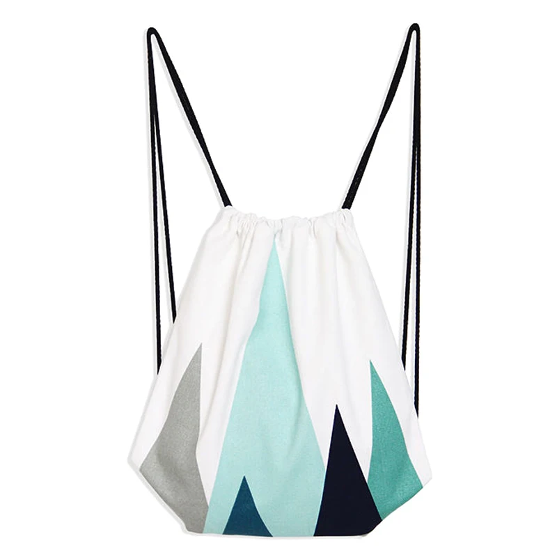 

Cotton Canvas Drawstring Travel Backpack Student Book Bag Print diamond combinations