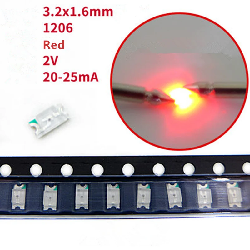 Бесплатная доставка 100 шт 1206 SMD LED диодный набор супер яркий