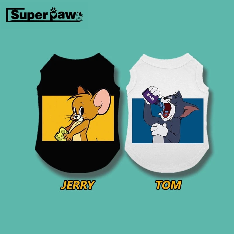 

Tide Brand Cartoon Print Summer T-shirt Corgi Schnauzer Vest Pet Clothes Dogs Pets Clothing Cat Dog Apparel Pug Costume GZC18