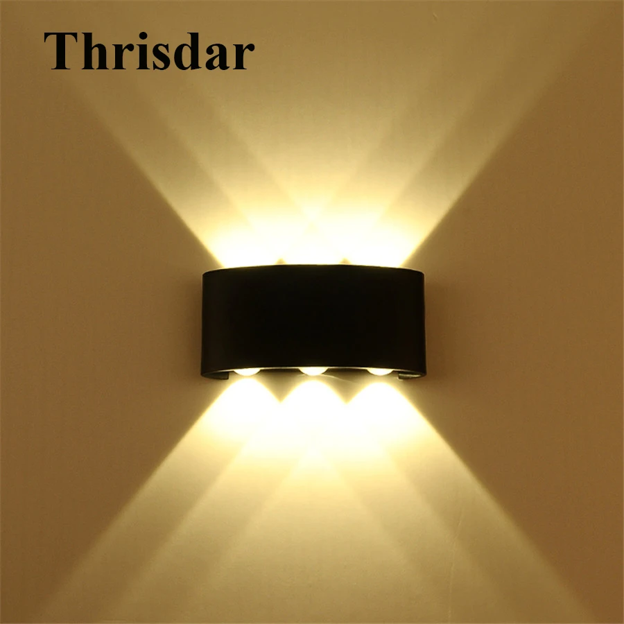 

Thrisdar 6W Outdoor LED Wall Light Waterproof Aluminum Porch Wall Lamp Hotel Balcony Pillar Corridor Aisle Exterior Porch Light