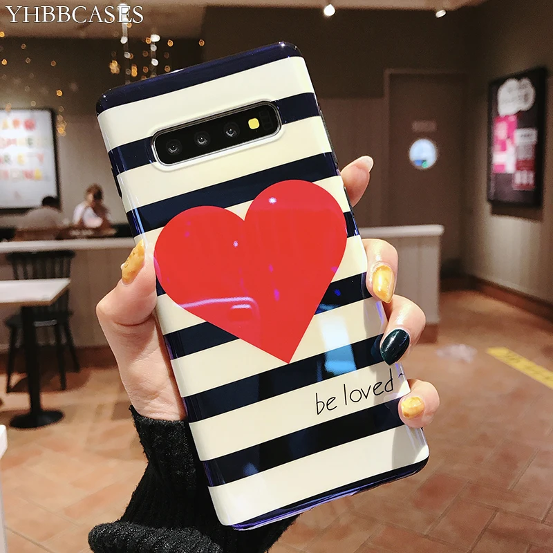 YHBBCASES Модный чехол для Samsung Galaxy S10 5G S8 S9 Plus Note 10 8 9 Blu Ray с красным сердцем мягкий