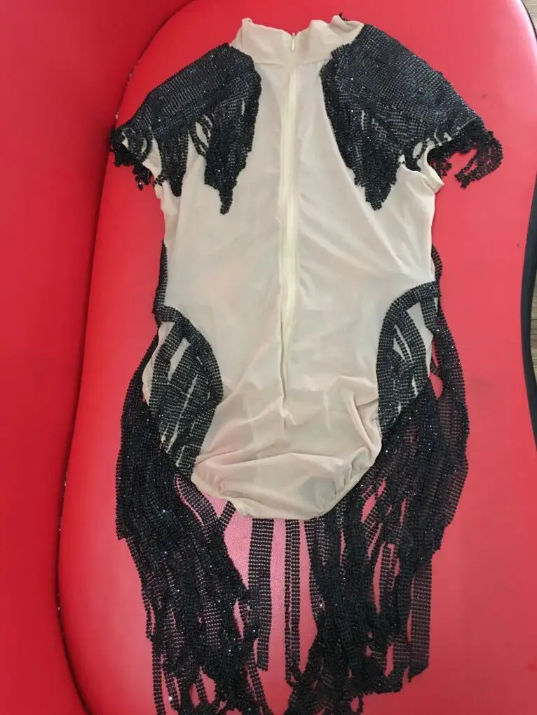 body suits for women Fashion Silver Rhinestones Fringes Bodysuit  Celebrate Costume Female Singer Bling Tassel Leotard Stage Dance Wear backless bodysuit