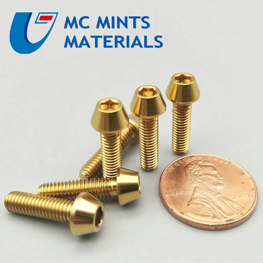 

Bicycle Clip Fixed Ti Bolts M6 x15mm Cone Hexagon Socket Head Steel/Gold Color Multicolor Titanium Screws Ti Fastener