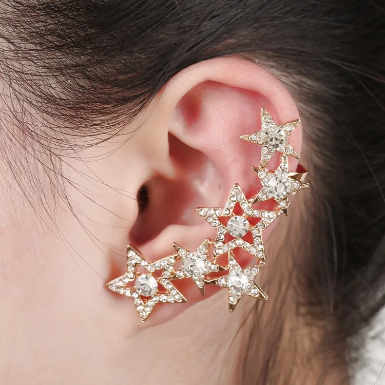 new high grade crystal earrings stars ear clip on earring earrings