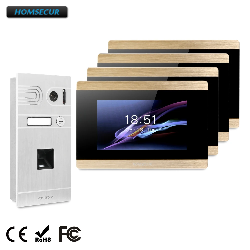 HOMSECUR 7\ Video&Audio Home Intercom+Aluminium Alloy Camera for Home Security BC061-S + BM715-G