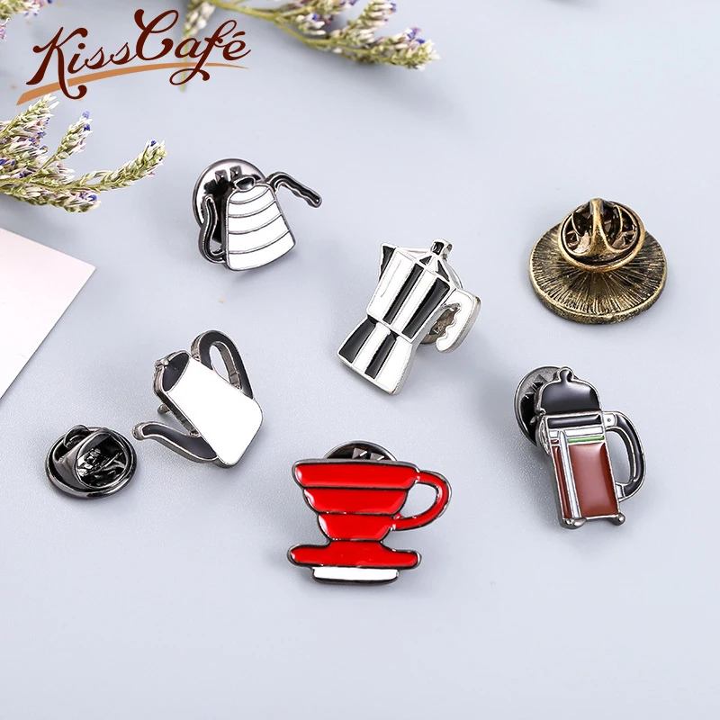 

Couple Espresso Accessories Glaze Tea Cup Drop Oil Brooch Mini Coffee Tamper Beautiful Coffee Badge Cafe Gift for Coffee Lovers