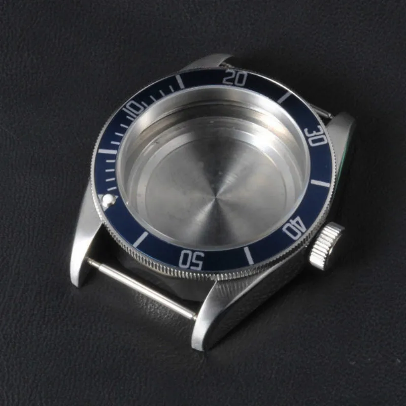 41mm Watches Accessories Blue Insert Bezel SS Case Watch face with Sapphire Glass Fit for ETA