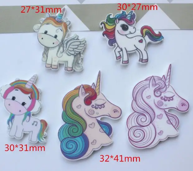 

wholesale 5 styles unicorn head kawaii Craft For DIY Hair Clip Resin Flatback Planar Unicorn for Crafts Making,