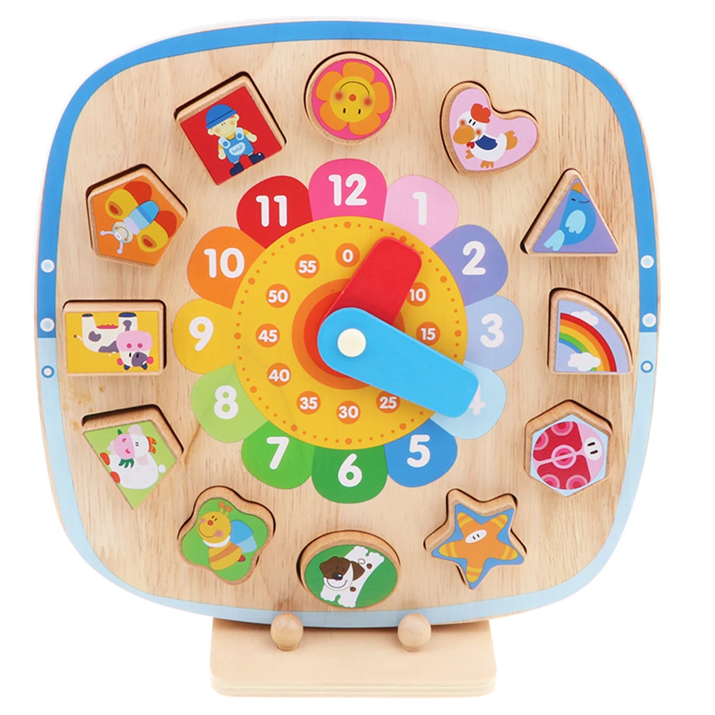 Wooden Maget Digital Clocks Color Shape Sorting & Matching Kids Baby Educational Toy Early Learning Play Activity