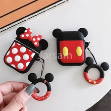 Для AirPods чехол для беспроводных наушников чехол для Apple Airpods 2 Зарядка мультяшный защитный чехол с кольцом на палец