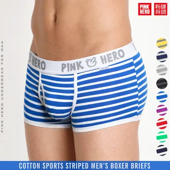 

9 PCS Pink Heroes High-Quality Cotton Underwear Men Boxer Shorts Classic Striped Male Underpants U Convex Pouch
