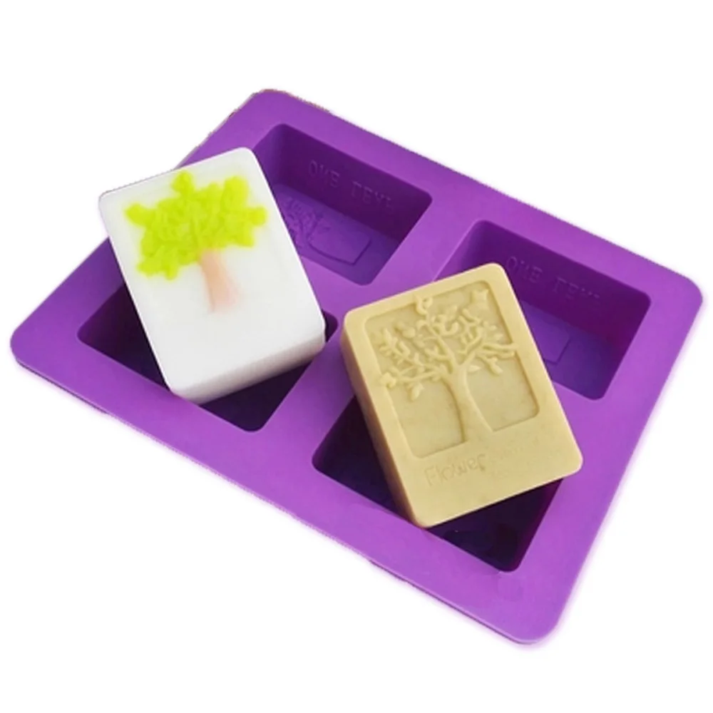 

Rectangular Tree Mold Four Holes Soap Mold DIY Homemade Silicone Moulds