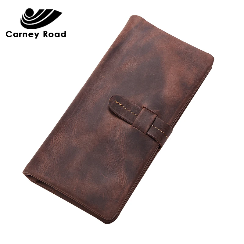 

2018 Men Vintage Handmade Wallet Clutch Genuine Leather Brand Rfid Long Wallet Cell Phone Clutch Bag Coin Purse