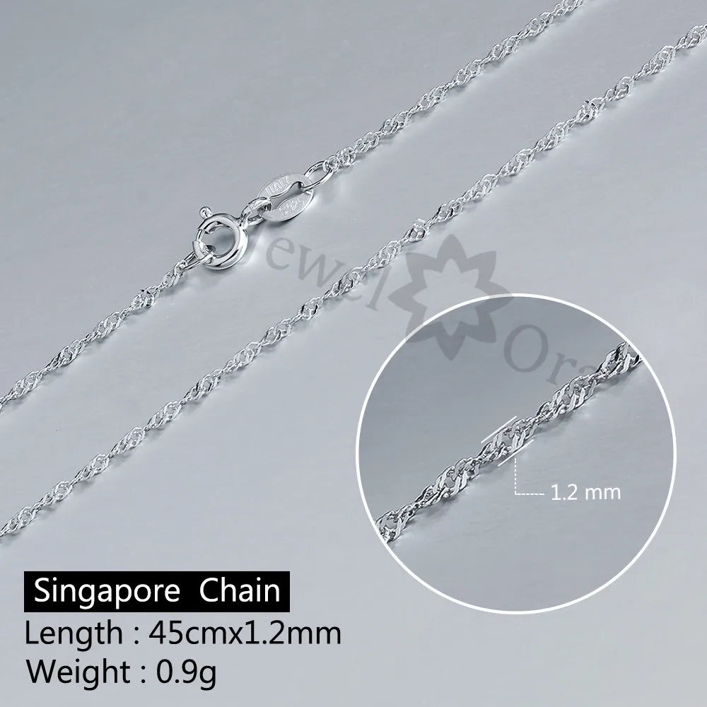 Singapore Chain 925 Sterling Silver Necklaces For Women 45cm / 50cm