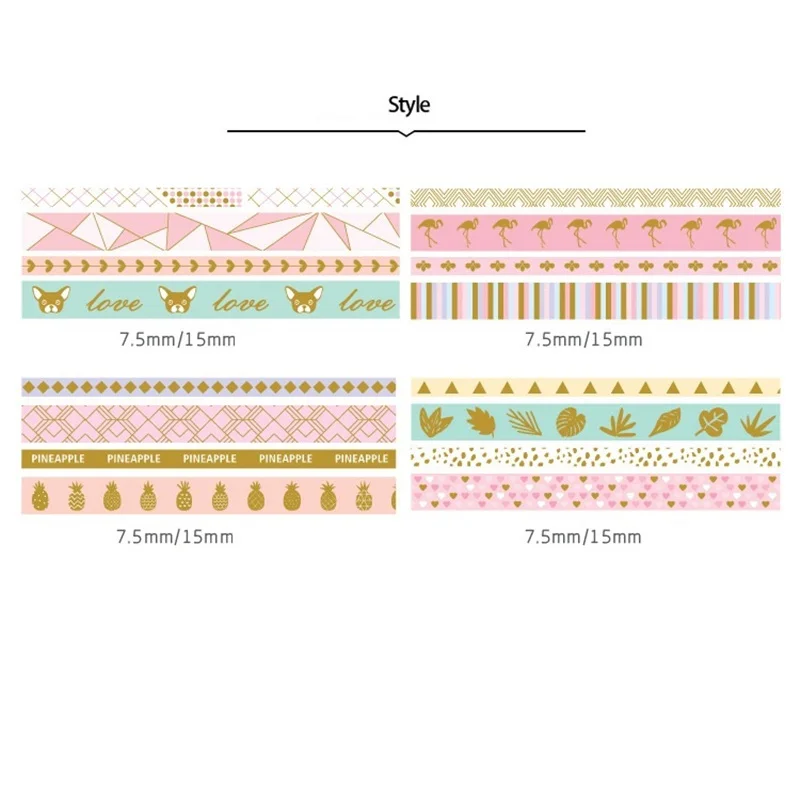 16 шт. Ins Золотая фольга бумага цветная лента washi из исинской глины для украшения клейкой ленты наклейки для дневника записная книжка канцелярские принадлежности для альбома F021