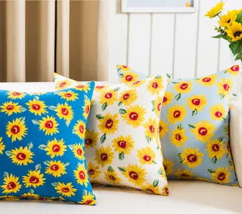 

American Country Style Cushion Cover Fall Daisy Pattern Decorative Pillows Case Removable Pillow Cover Cushion Cover Car Sofa