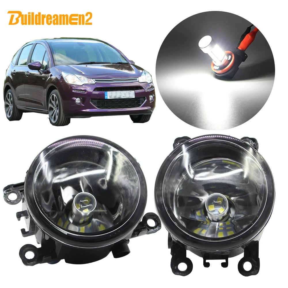 

Buildreamen2 Car Styling H11 Fog Light Kit Lampshade + Bulb DRL 12V For Citroen C3 FC_ Hatchback 2005 2006 2007 2008 2009 2010