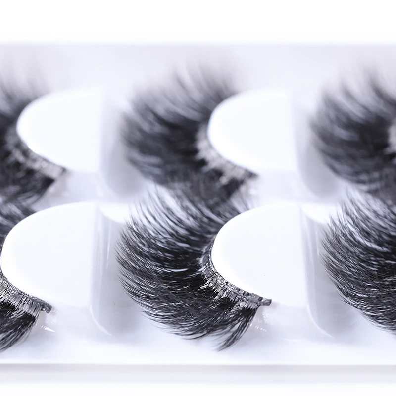 

5 Pairs Pack 3D Fake Eyelashes Long Soft Mink Fur Hand-Made Dramatic Thick Crisscross Deluxe False Lashes Black Nature Fluffy