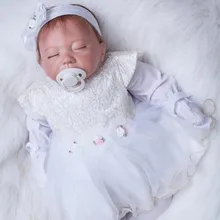 Adorable Sleeping Girl Baby Doll 20 Inch 50 cm Mohair Realistic Babies Dolls Cloth Body Real Touch Toy Kids Birthday Xmas Gift