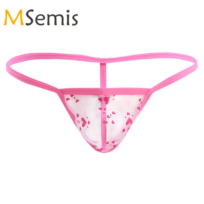 

Men Swimwear Hot See Through Underwear Sheer Lingerie Low Rise T-back with Pearl G-string Thong Briefs Underwear
