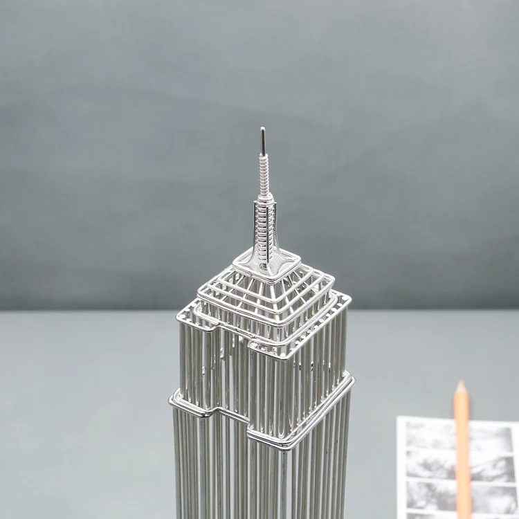 Steel Wire Model Doodles Destinations Empire State Building Architecture Replica Statue Card Holder and Award