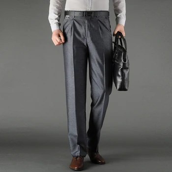 

New Autumn Winter Non-ironing Formal middle age Suit Pant Men For Father High Quality Fit Casual Business Straight Dress Trouser