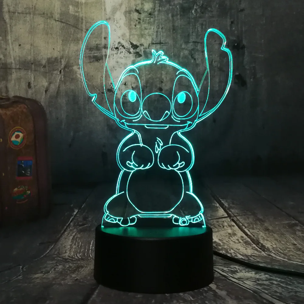 New Cartoon Cute Stitch 3D LED Night Light 7 Color Change Baby Sleep Table Lamp Home Decor Holiday Kids New Year Christmas Gift
