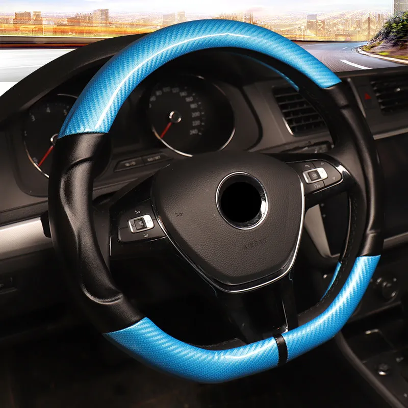 

DONYUMMYJO Circle OR D style Fits Most Car Styling Carbon Sport Racing Steering Wheel Cover High Quality Cover