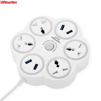 

Urbantin 4AC Outlets 4USB Outputs Fast Charging Power Strip Smart Universal socket With Multinational Adapter Round Power Stri