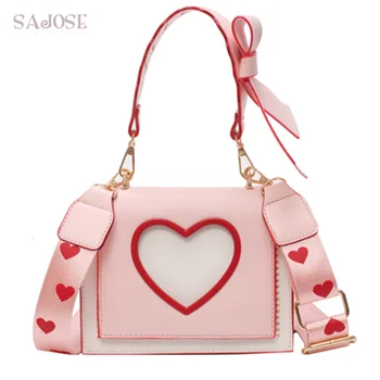 

Crossbody Bag For Girl Fashion Cute Bow Heart PU Leather Bags Women Messenger Bags High Quality Designer Lady Shoulder Bag