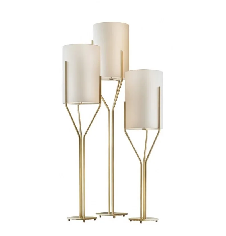Deluxe 160cm High Floor Lamp in Satin Gold Finish / Expensive Hotel