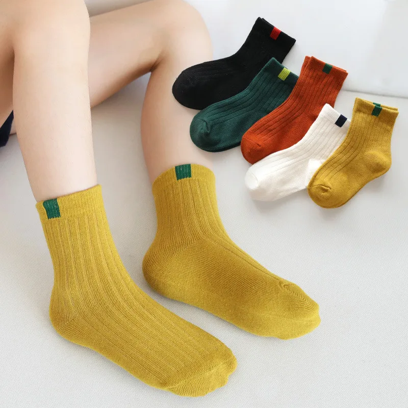 

New Spring Summer Baby Girls Cotton Knee Socks Solid Candy Color Kids Toddler Double Needle Short Socks For Children