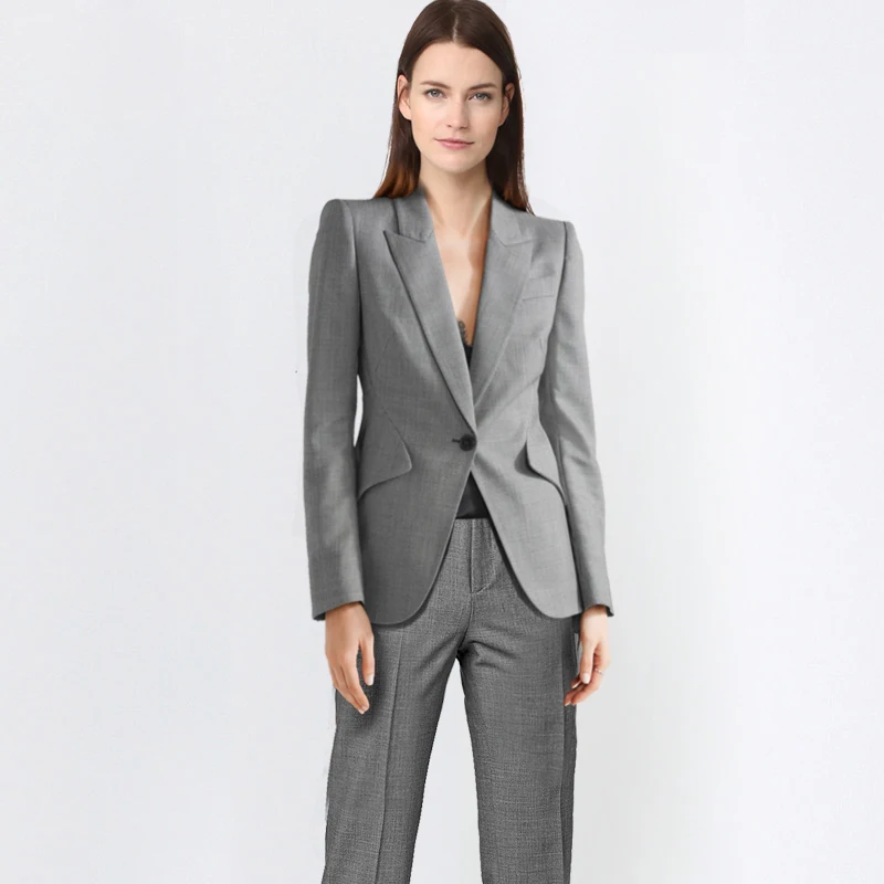 

Women Double Breast Blazer Suits Office Lady Sets Two-piece Work Set Long Sleeve Lotus Suit Jacket & Straight Pant Outfits 2018